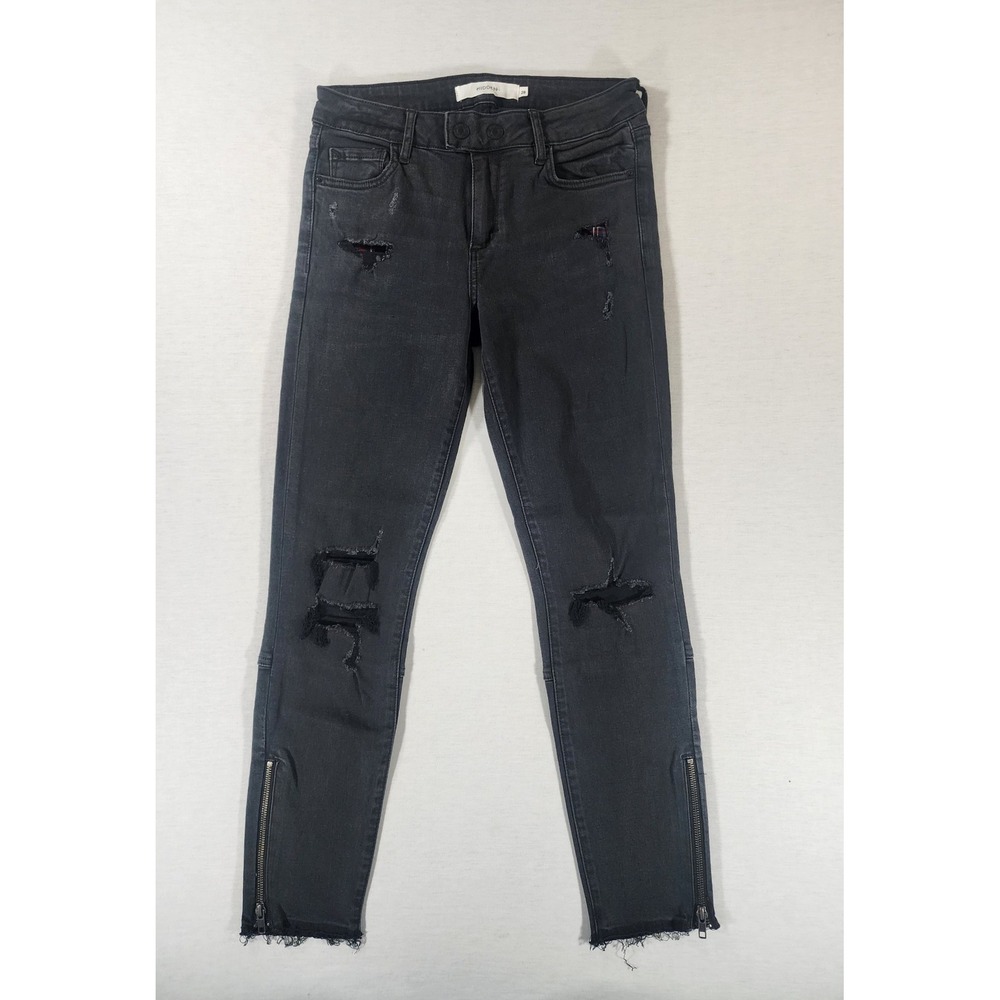 Hidden Jeans Skinny Womens 28 Distressed Black Red‎ Plaid Ankle Zip Moto HD7526